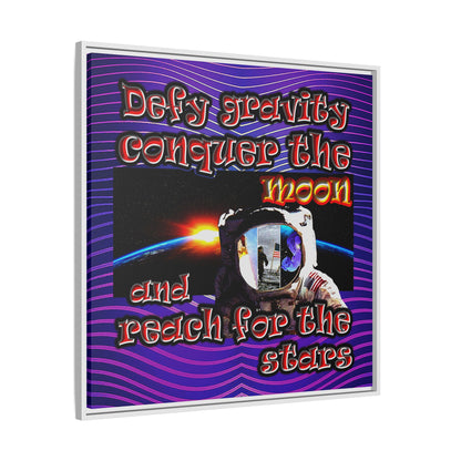 defy conquer reach - framed canvas art (purple wave)