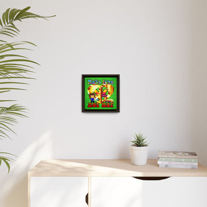 love peace - framed canvas art (green turf)