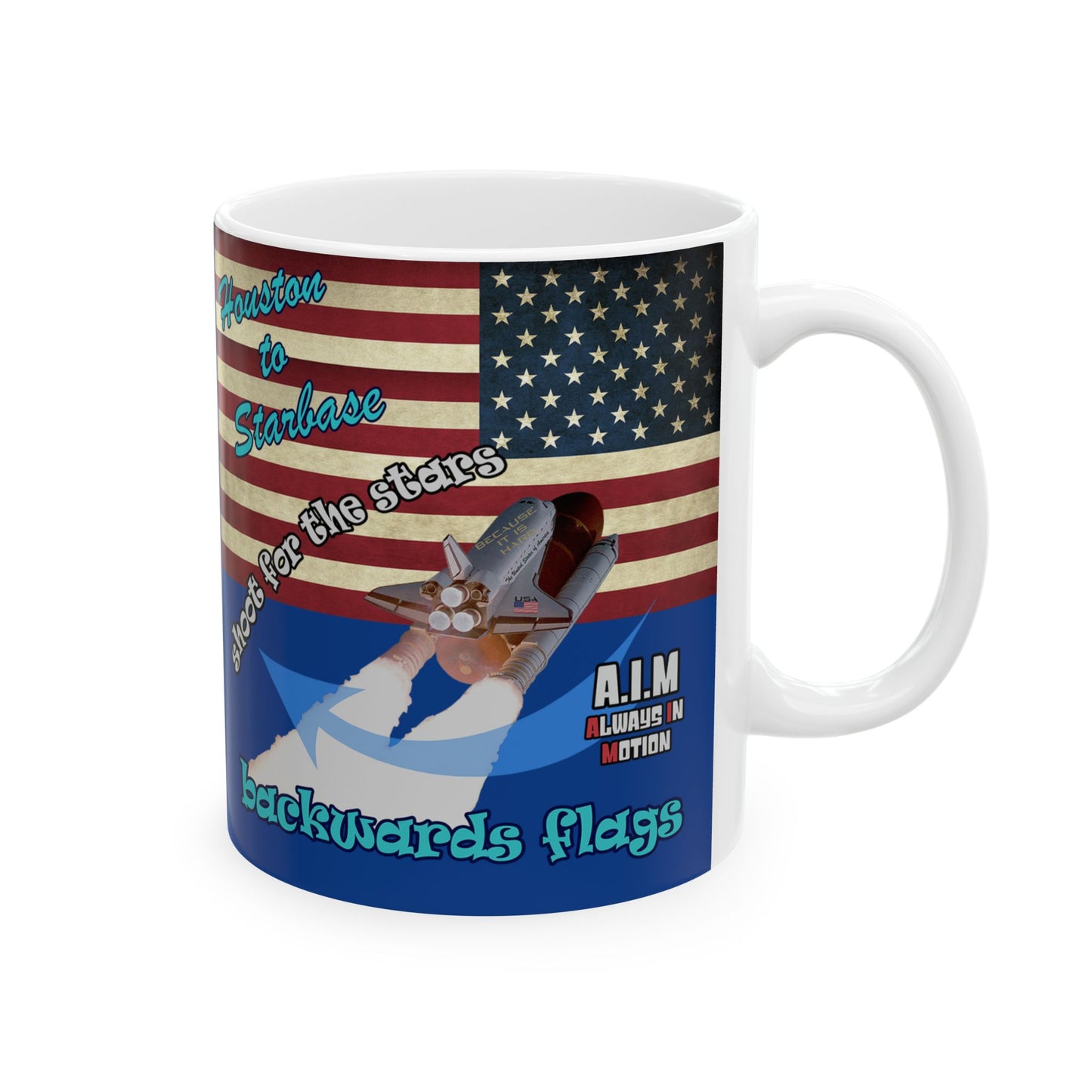 shoot for the stars - White Mug (dark blue)