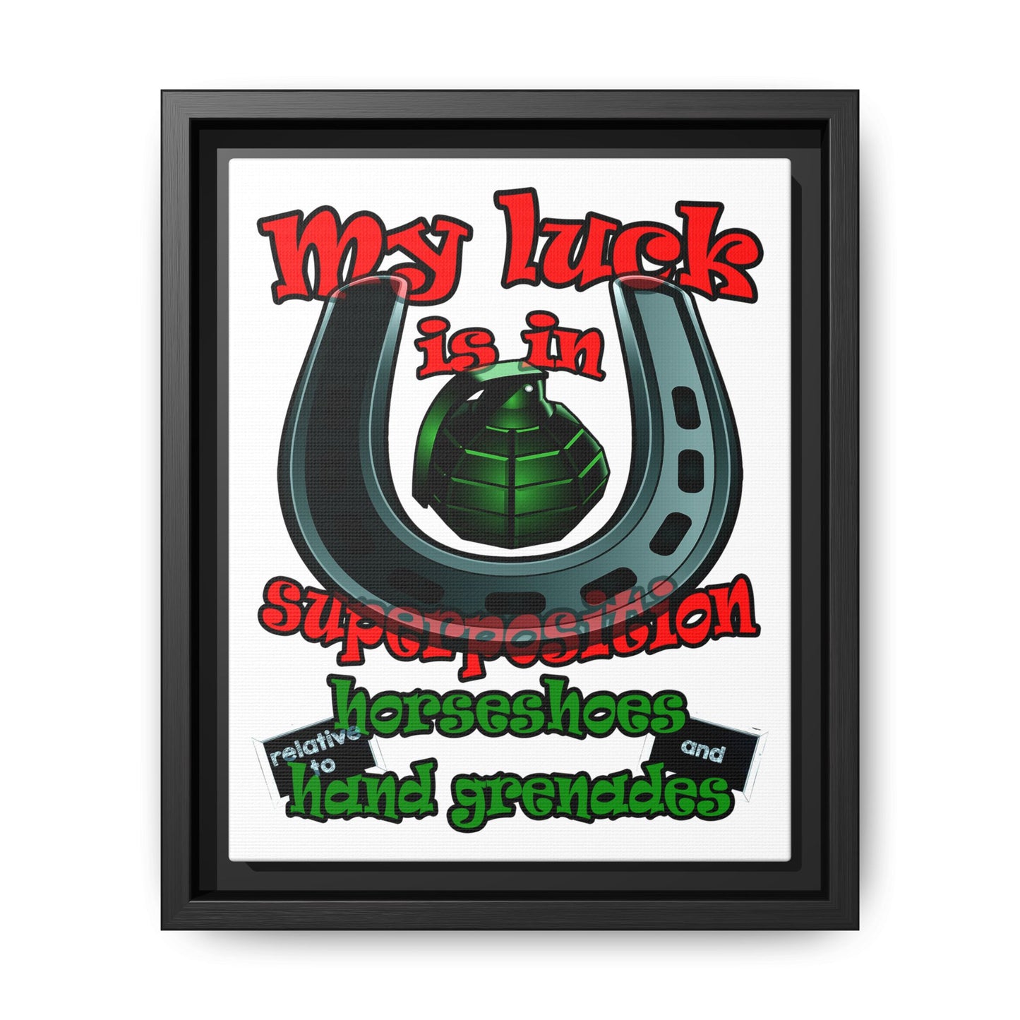 my luck - framed canvas art (white)