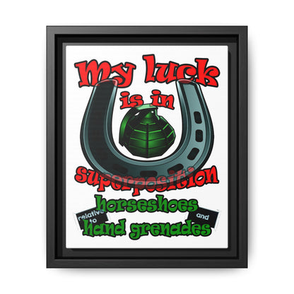 my luck - framed canvas art (white)