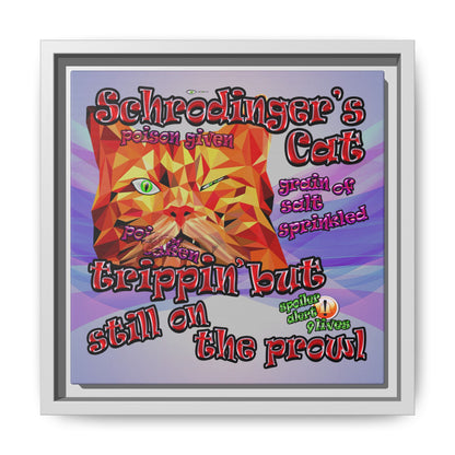 schrodinger's cat - framed canvas art (light blue-pink wave)