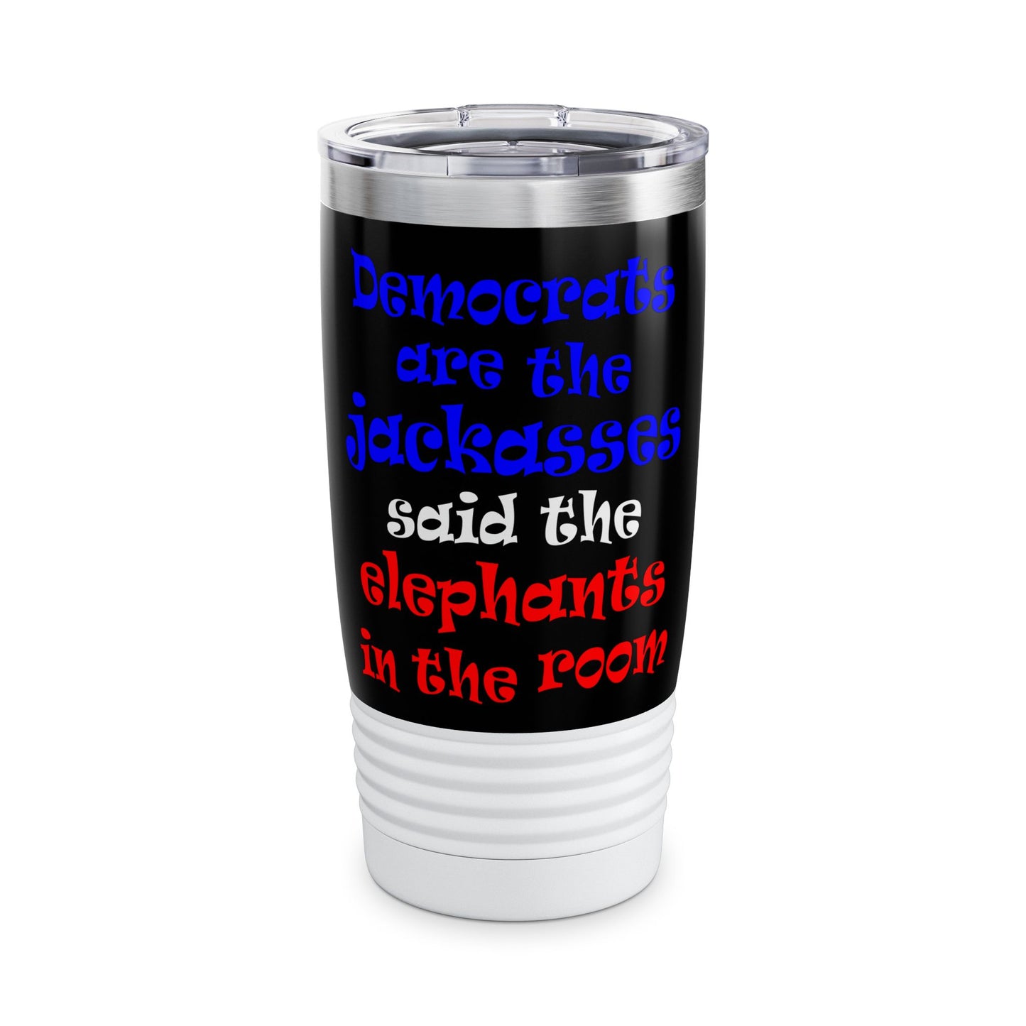 donkeys and elephants - Ringneck Tumbler, 20oz (black)