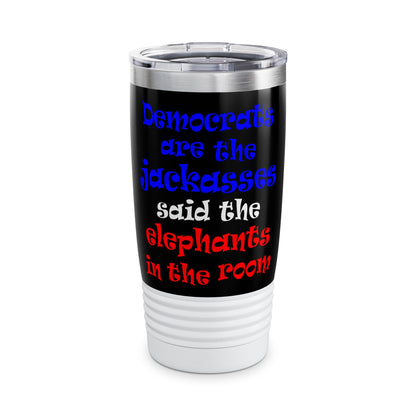 donkeys and elephants - Ringneck Tumbler, 20oz (black)