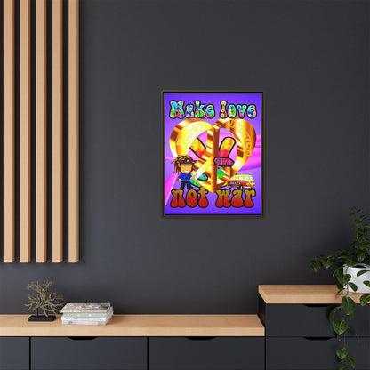 love peace - framed canvas art (purple-pink wave)