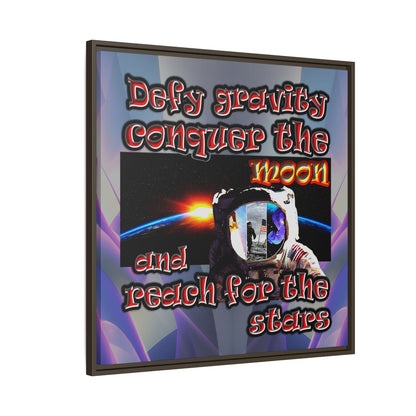 defy conquer reach - framed canvas art (grey-pink wave)