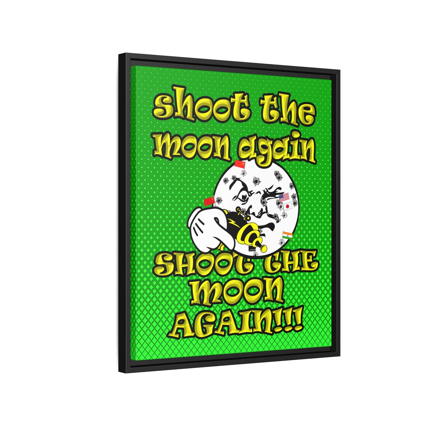 shoot the moon again - framed canvas art (logo green)