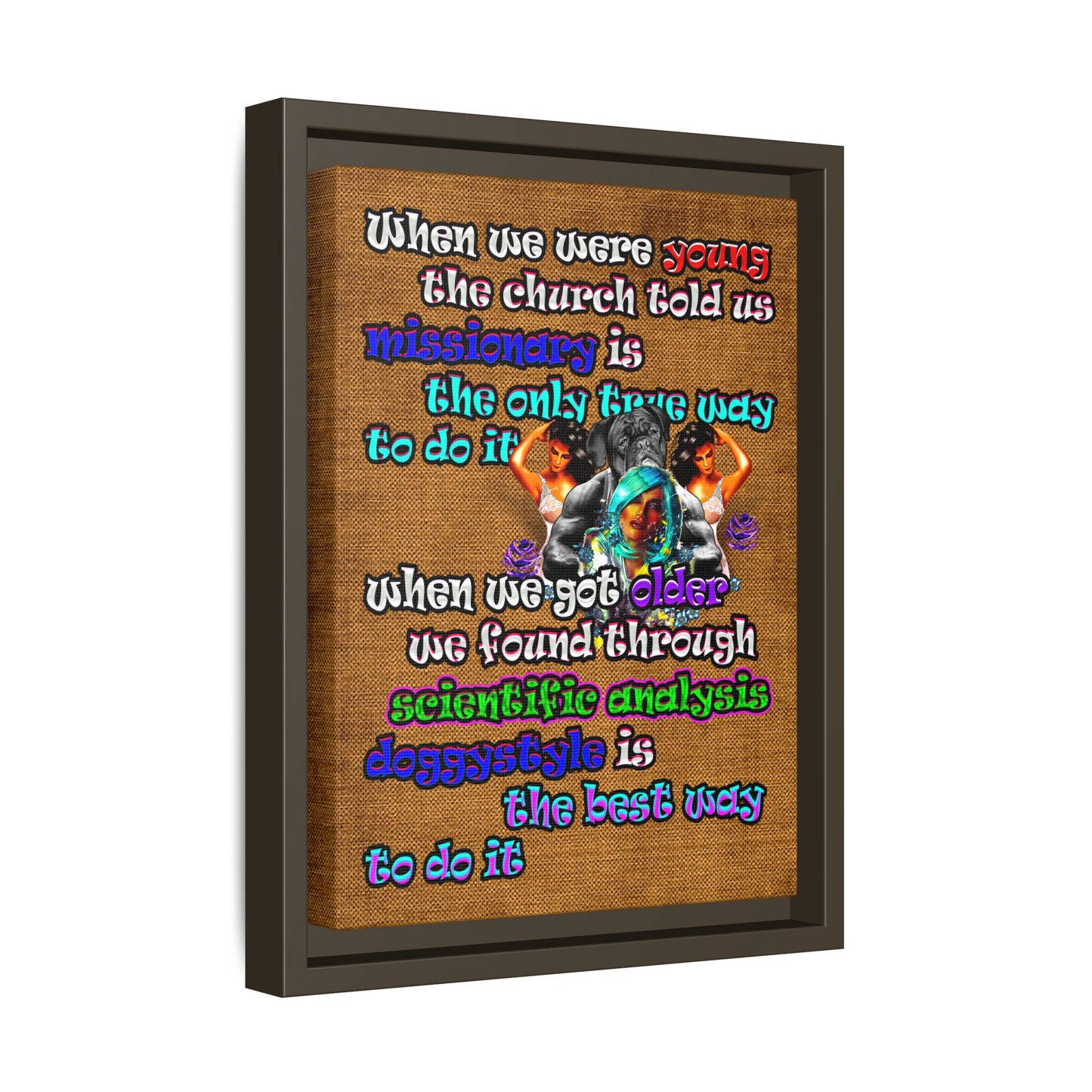 doggystyle - framed canvas art (brown papyrus)