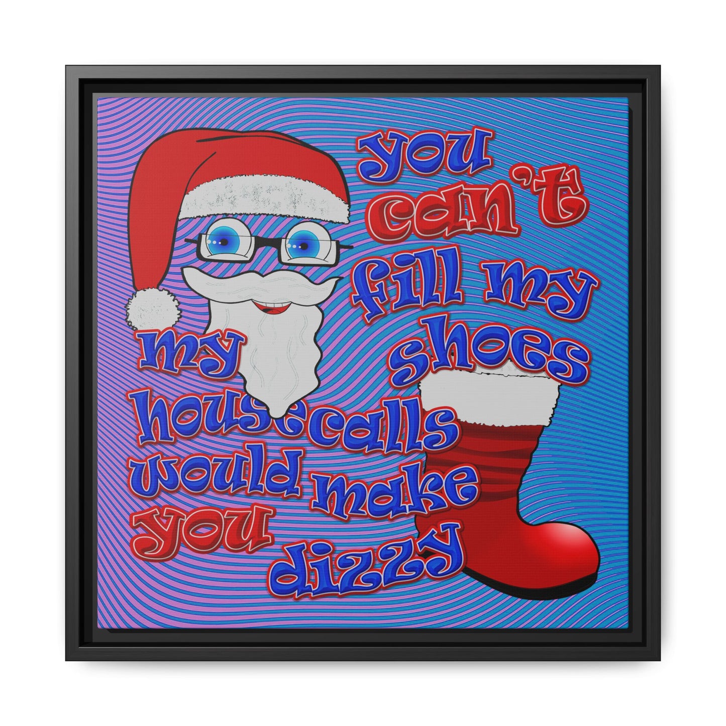 santa's shoes - framed canvas art (light blue-purple wave)