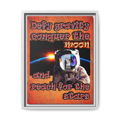 defy conquer reach - framed canvas art (burnt orange)