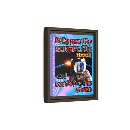 defy conquer reach - framed canvas art (light blue-purple wave)