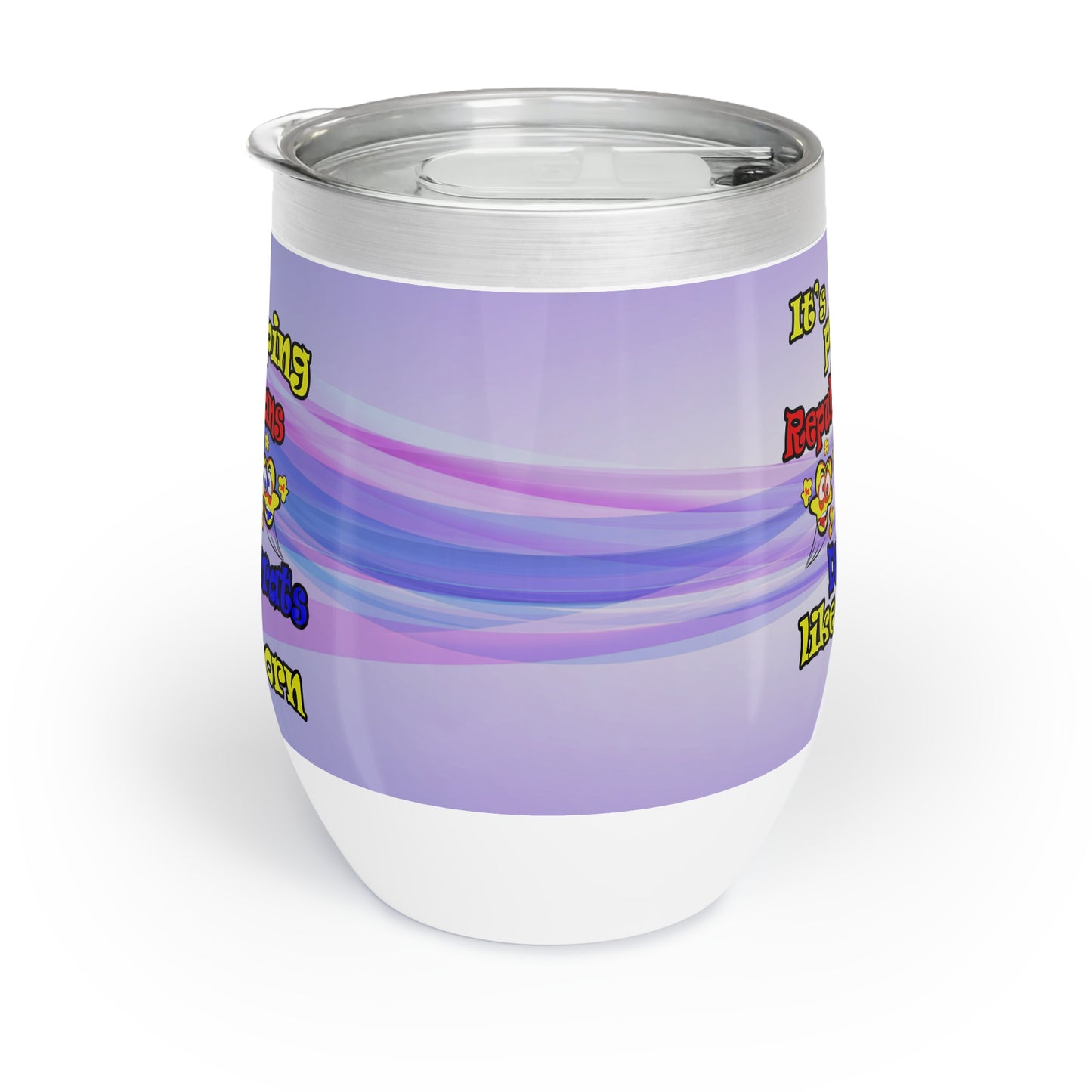 popping like popcorn - Chill Wine Tumbler (light blue-pink wave)