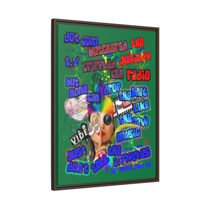 drop the beat - framed canvas art (dark green)