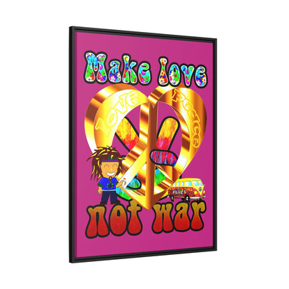 love peace - framed canvas art (pink)