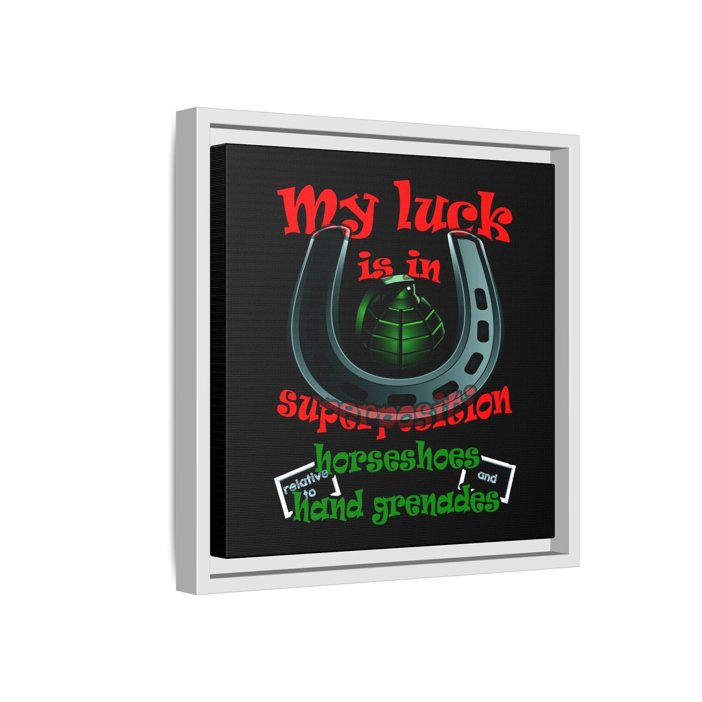 my luck - framed canvas art (black)