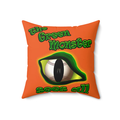 green monster - Faux Suede Square Pillow - (orange)