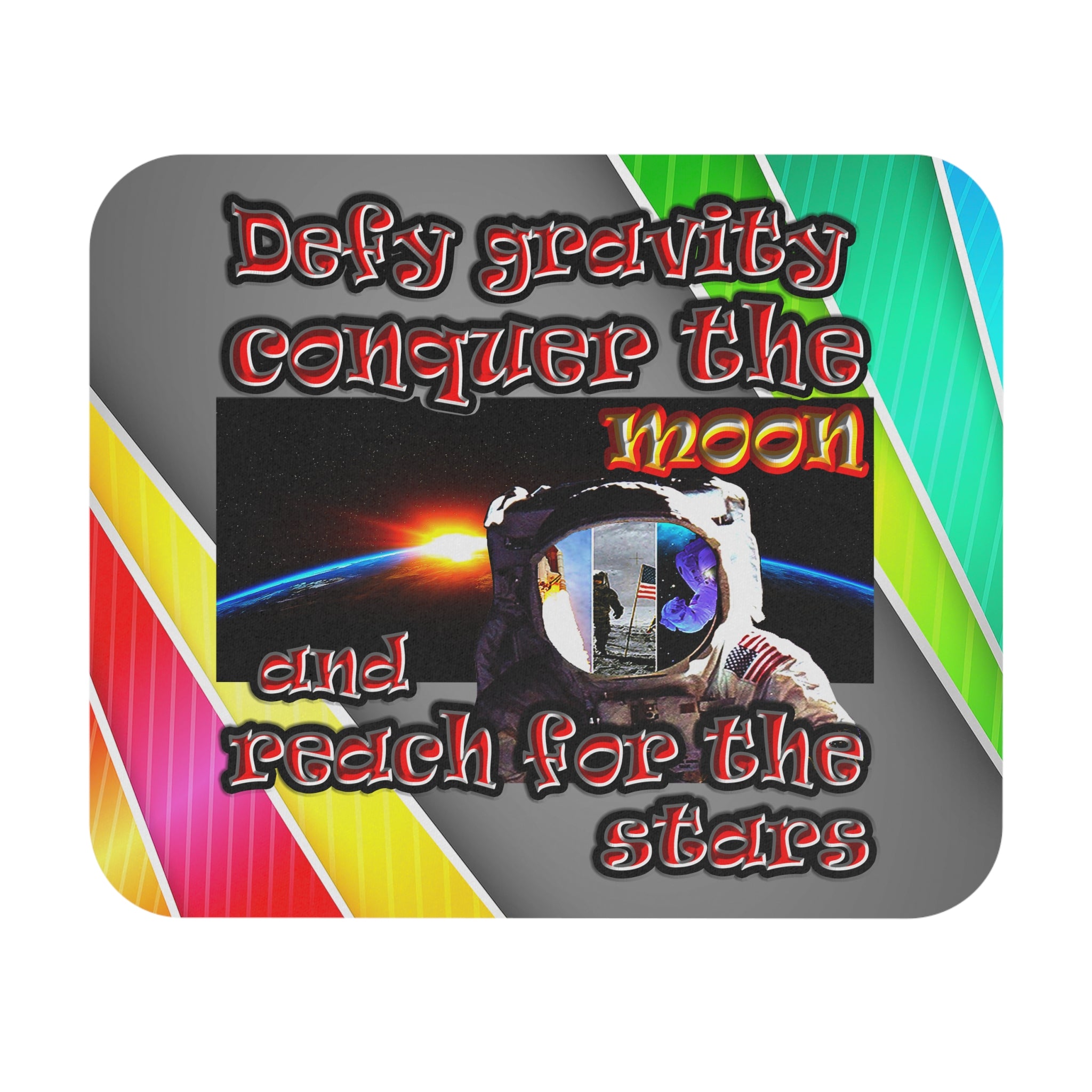 defy conquer reach - Mouse Pad (Rectangle) (rainbow split)