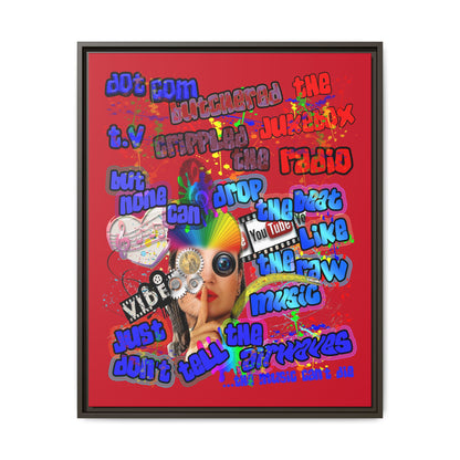 drop the beat - framed canvas art (dark red)