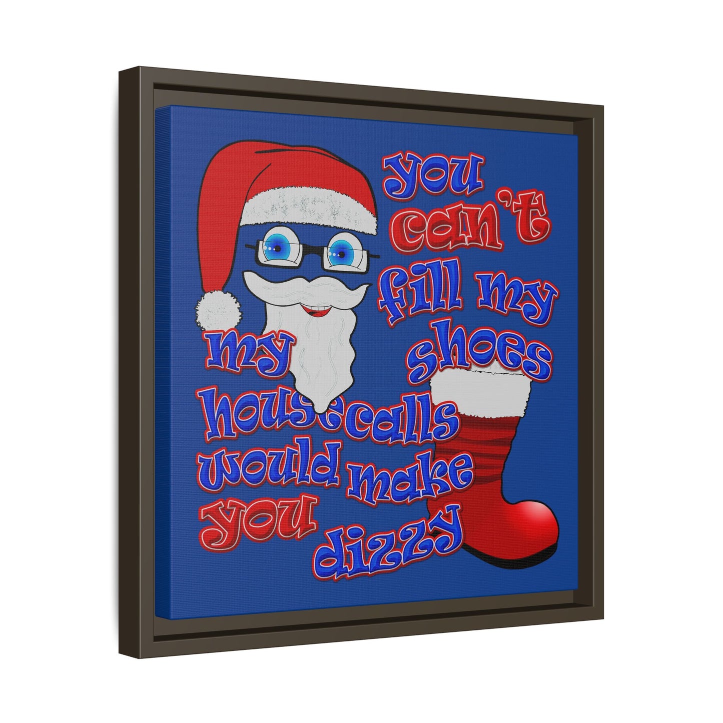 santa's shoes - framed canvas art (dark blue)