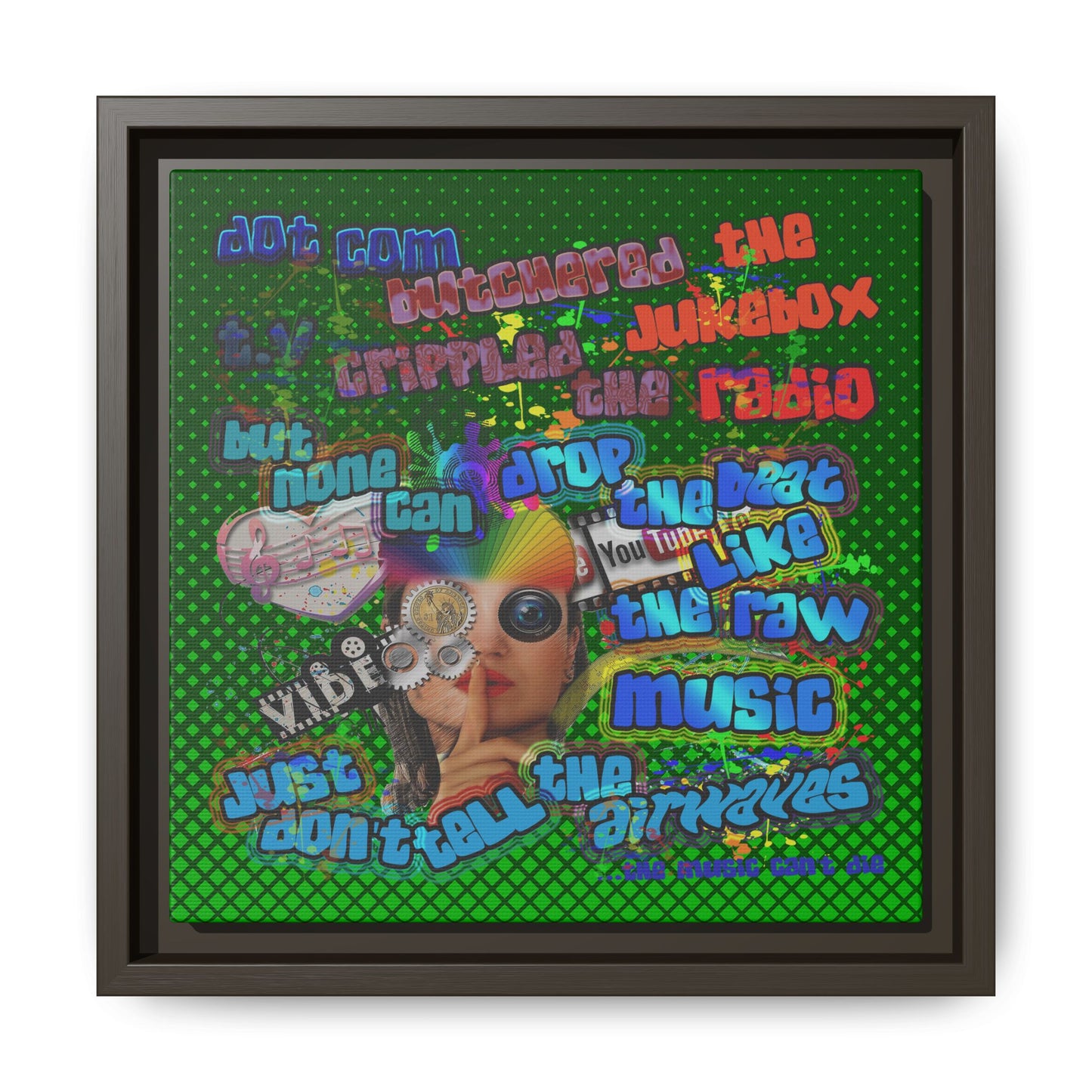 drop the beat - framed canvas art (logo green)