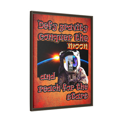 defy conquer reach - framed canvas art (burnt orange)