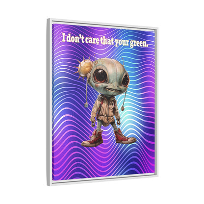 I don't care that your green - framed canvas art (purple wave)