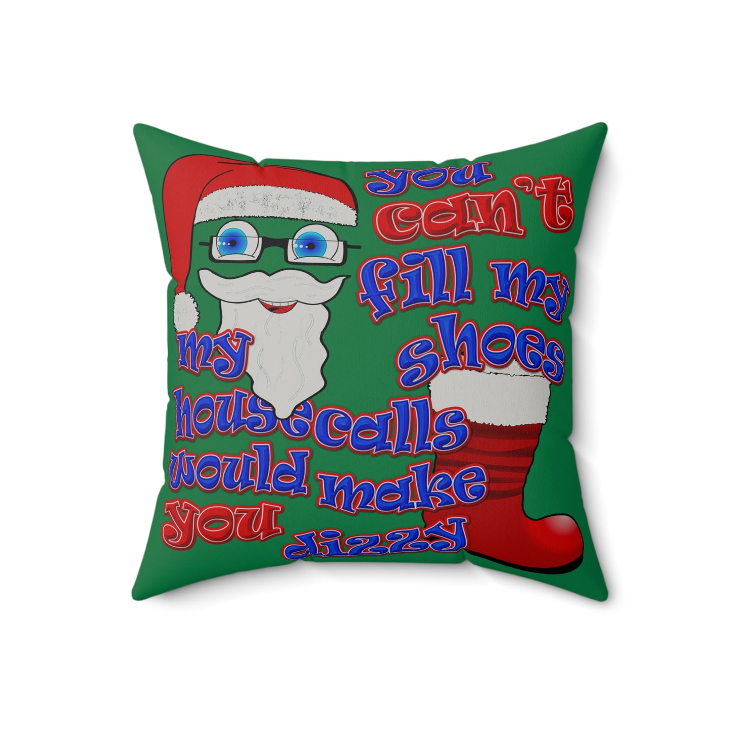santa's shoes - Faux Suede Square Pillow - (dark green)