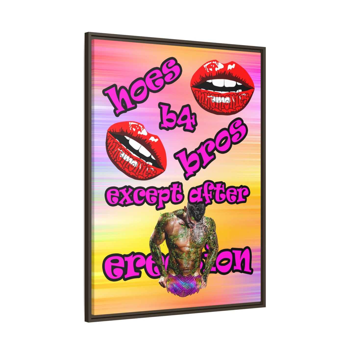 hoes b4 bros - framed canvas art (color blur)