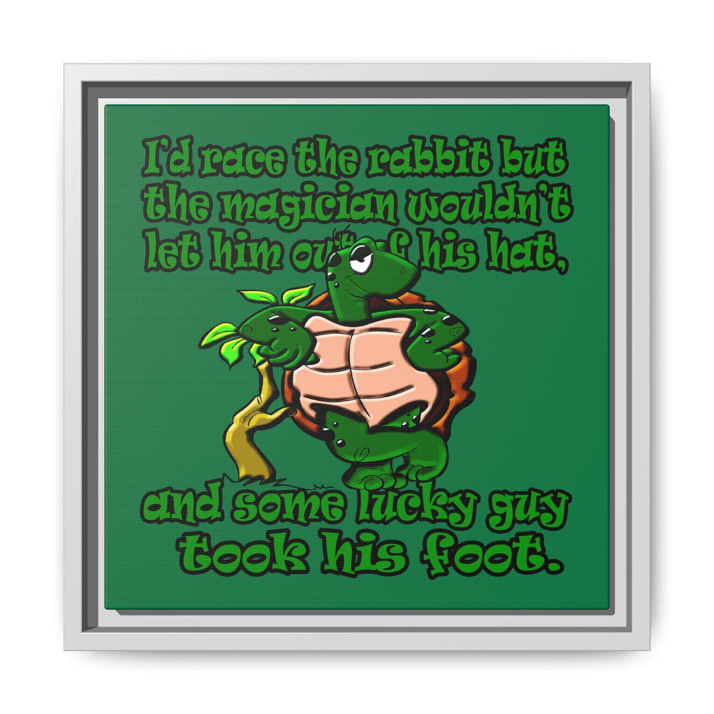 turtle race - framed canvas art (dark green)