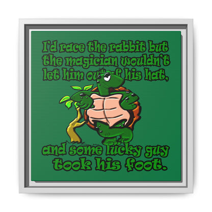 turtle race - framed canvas art (dark green)
