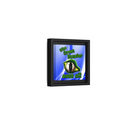 green monster - framed canvas art (blue-white wave)