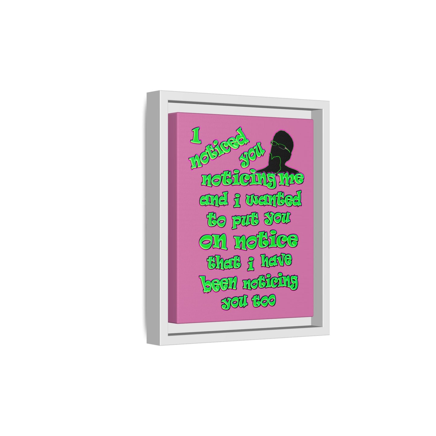 noticed you noticing - framed canvas art (light pink)