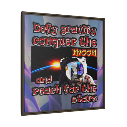 defy conquer reach - framed canvas art (grey-pink wave)