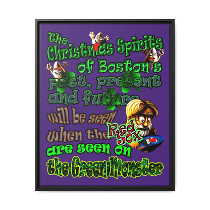 christmas spirits of boston - framed canvas art (purple)