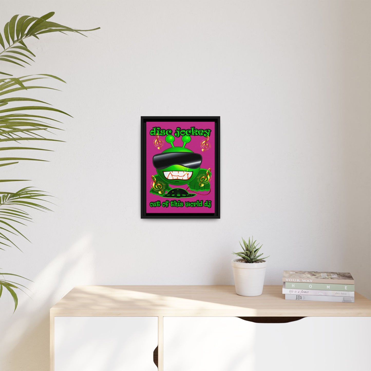 disc jockey - framed canvas art (pink)