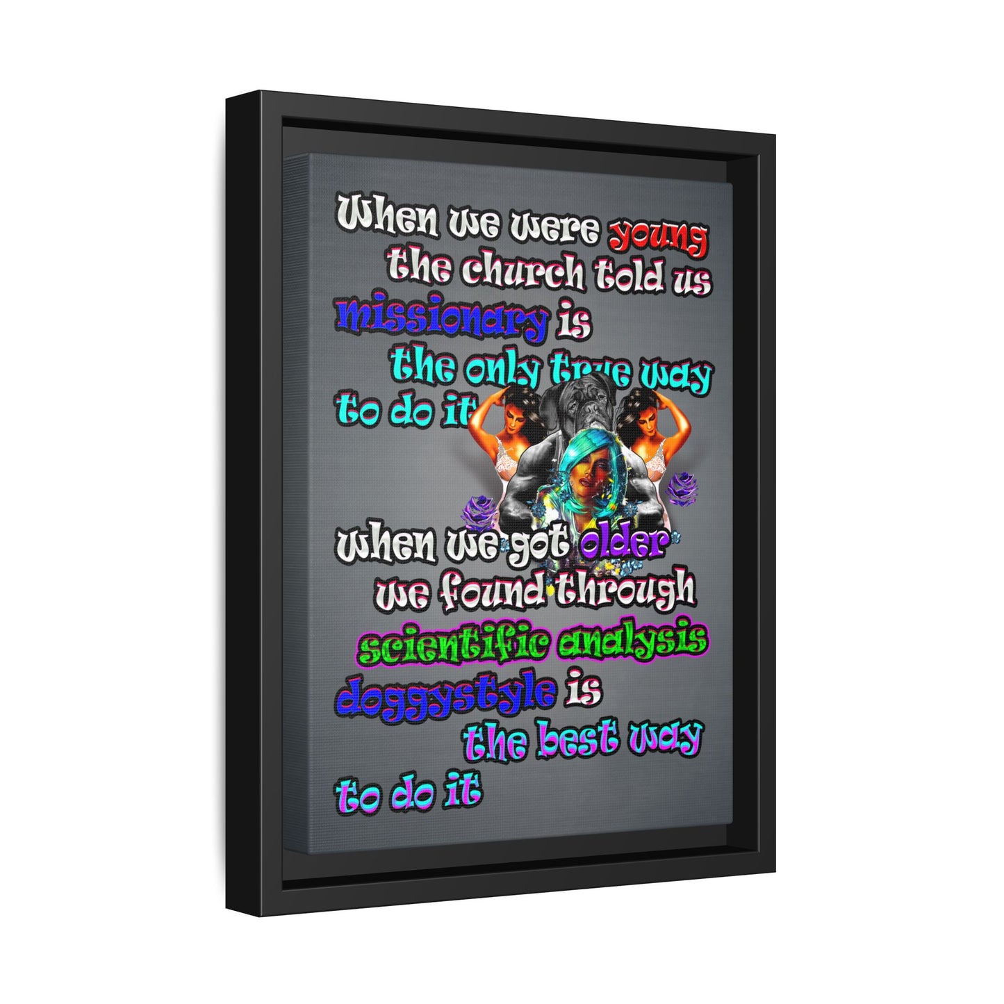 doggystyle - framed canvas art (grey-light grey)