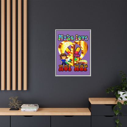 love peace - framed canvas art (light purple)