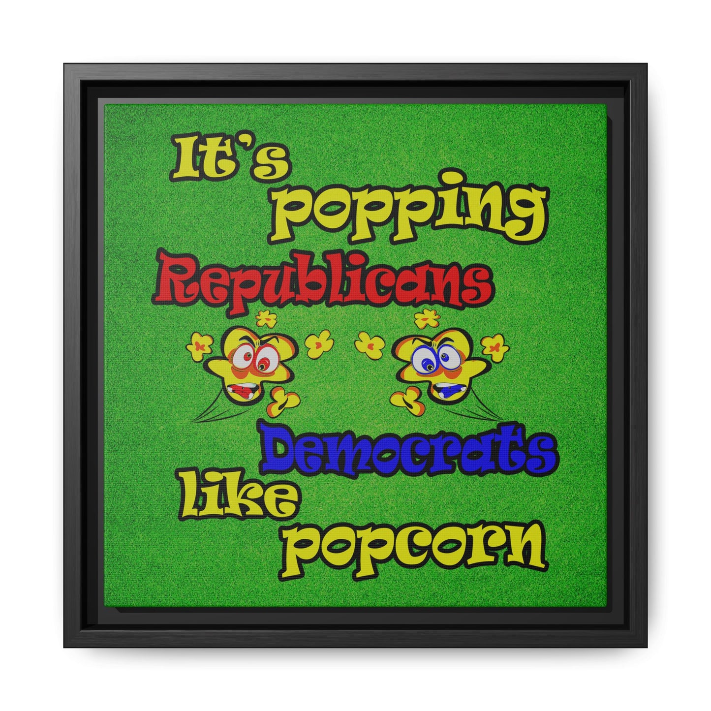 popping like popcorn - framed canvas art (green turf)