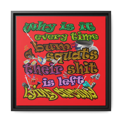 the bum's shit - framed canvas art (red)