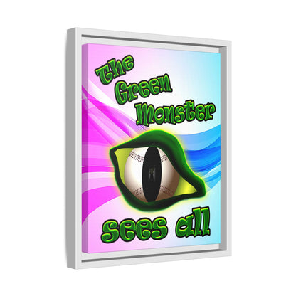 green monster - framed canvas art (light blue-pink wave)