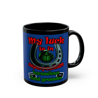 my luck - Black Mug (dark blue)