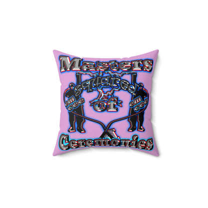 em cee squared - Faux Suede Square Pillow - (gummy pink)