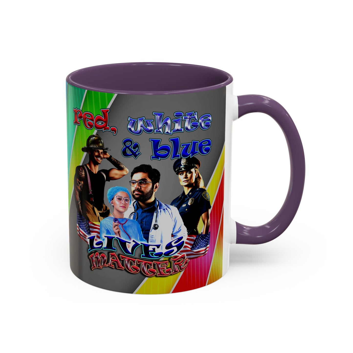 rw&b lives matter - Accent Mug (rainbow split)