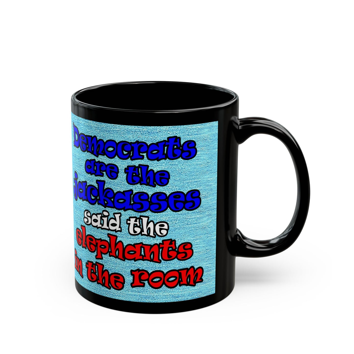 donkeys and elephants - Black Mug (faded blue)