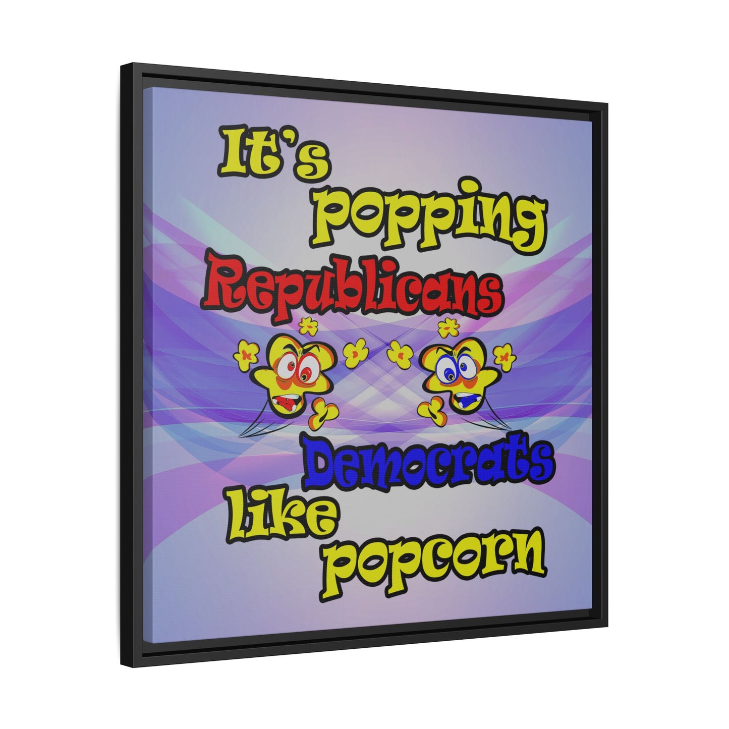 popping like popcorn - framed canvas art (light blue-pink wave)