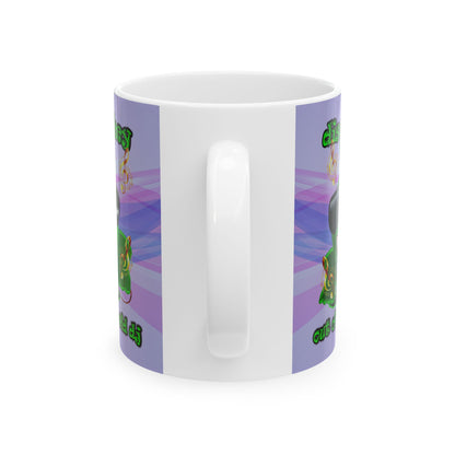disc jockey - White Mug (light blue-pink wave)