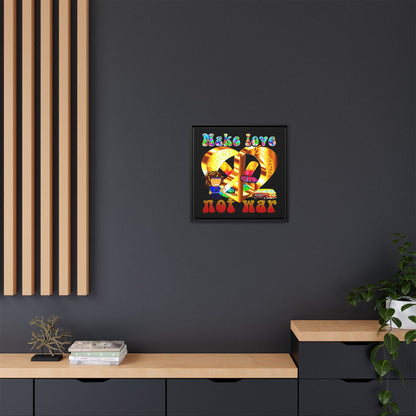 love peace - framed canvas art (black)