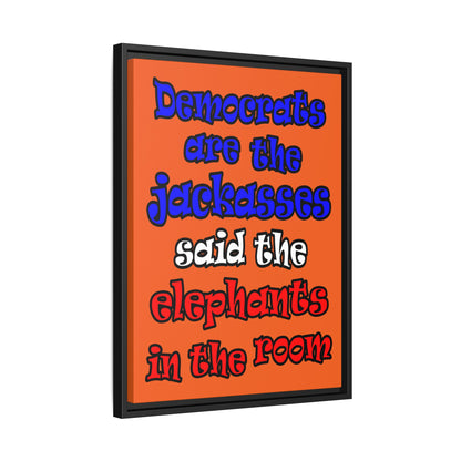 donkeys and elephants - framed canvas art (orange)