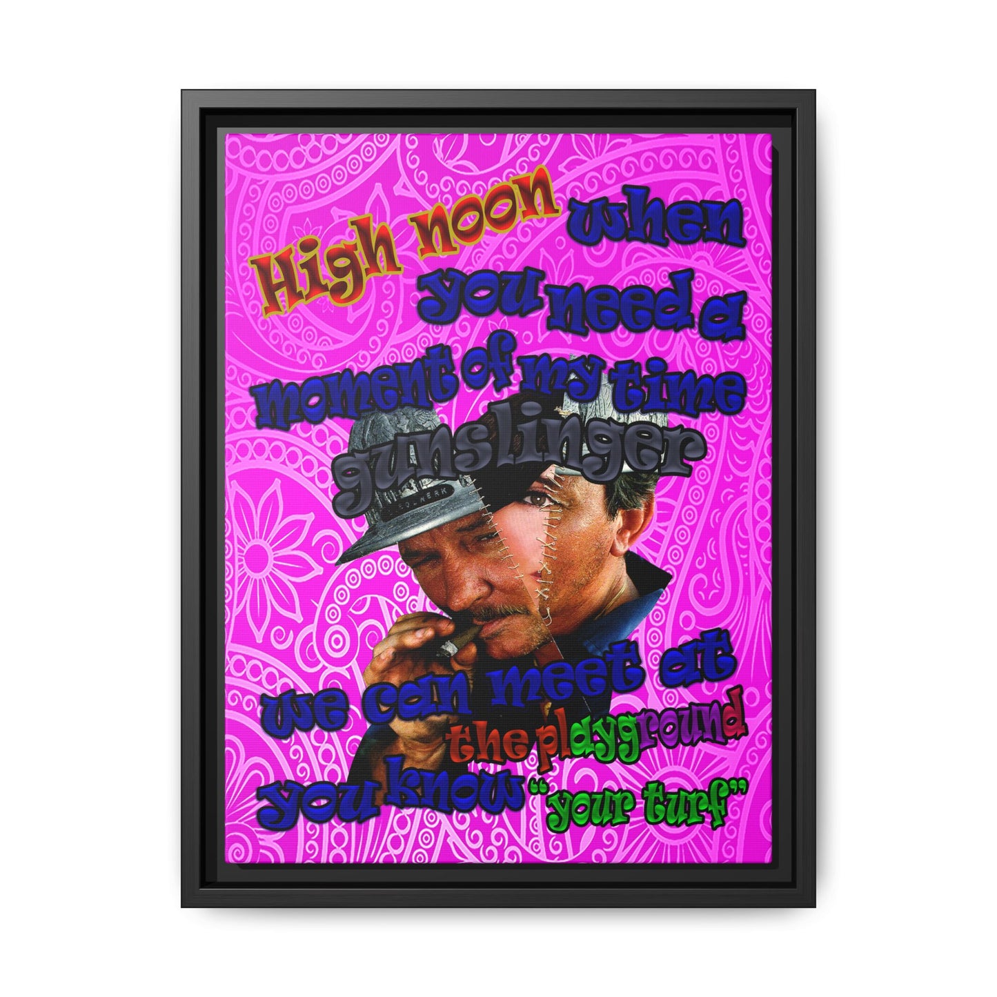high noon - framed canvas art (pink swirl)