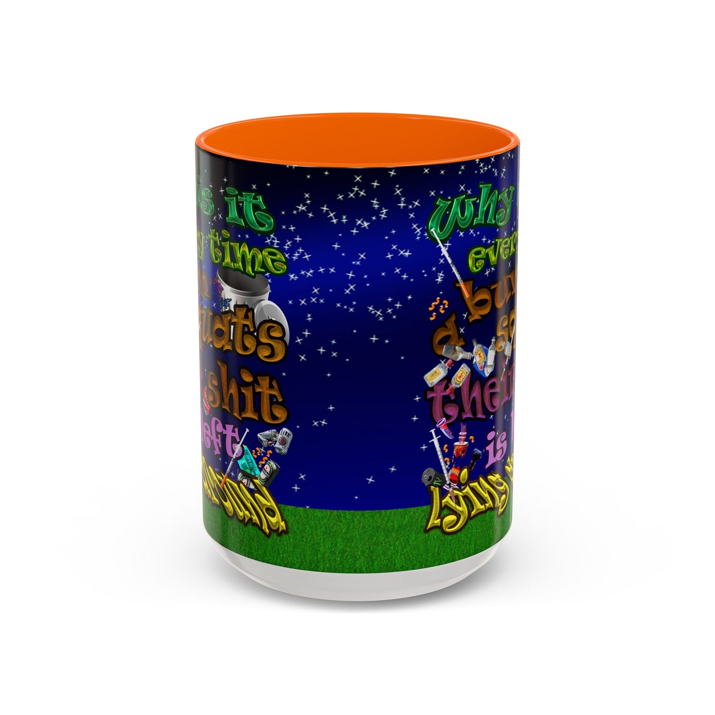 the bum's shit - Accent Mug ('snoops' background)